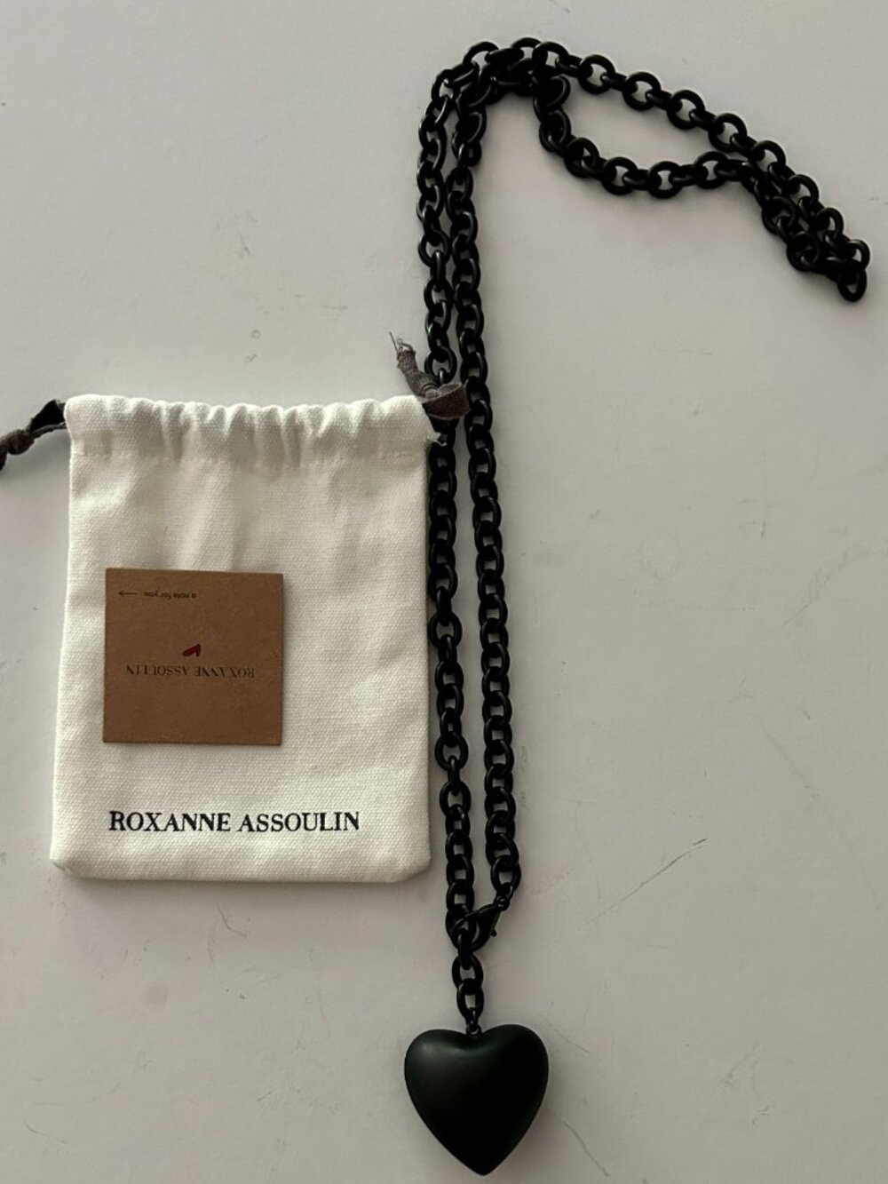 Roxanne Assoulin Black Matte Chain with Heart Pendant - Picture 2 of 6